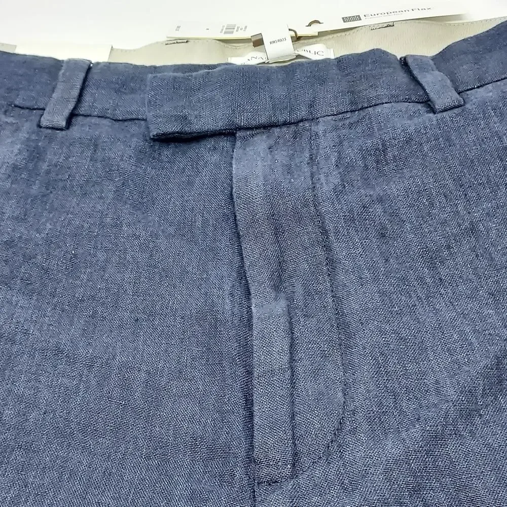 Banana Republic Men's Shorts 100% Linen Flax Navy Blue 9